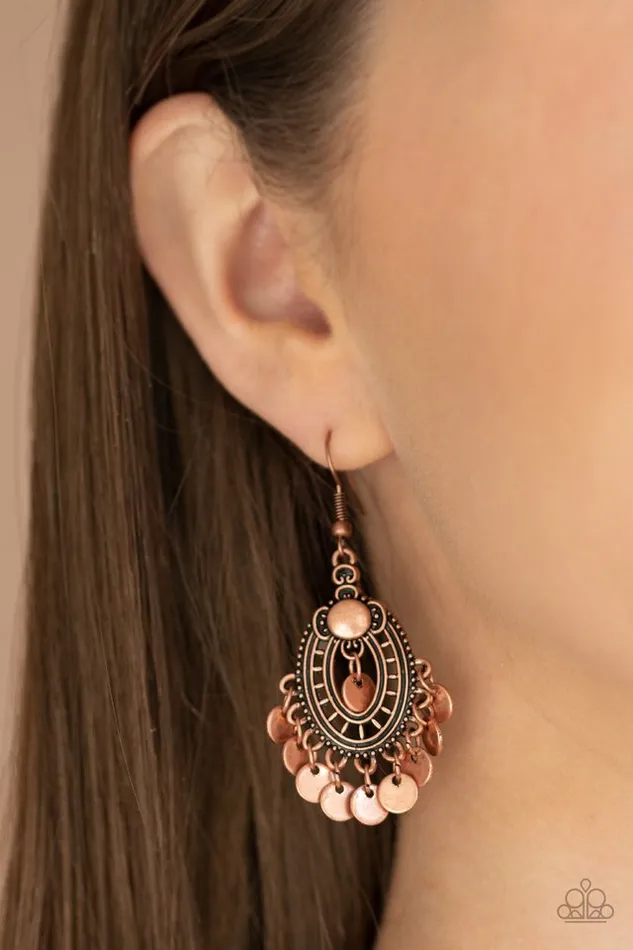 Paparazzi Earring Chime Chic Copper Paparazzi Jewelry Earrings
