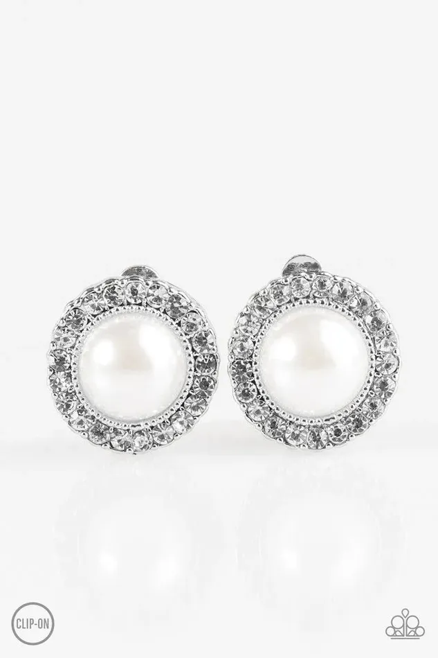 Paparazzi Earring Dont Forget Your Glass Slipper White Paparazzi Jewelry Earrings