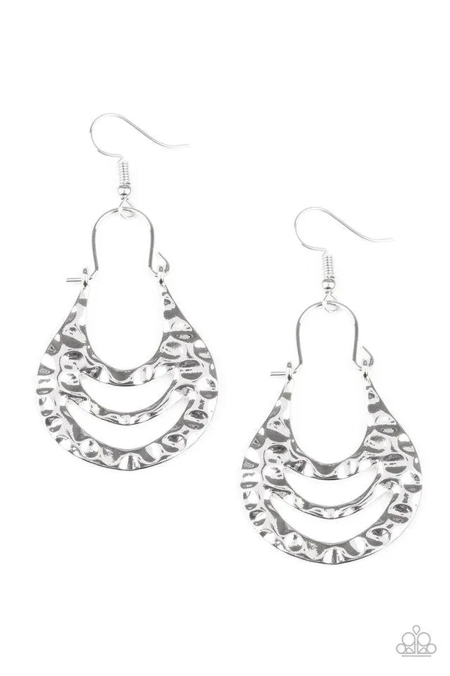 Paparazzi Earring Hang ZEN Silver Paparazzi Jewelry Earrings