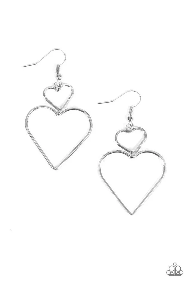 Paparazzi Earring Heartbeat Harmony Silver Paparazzi Jewelry Earrings