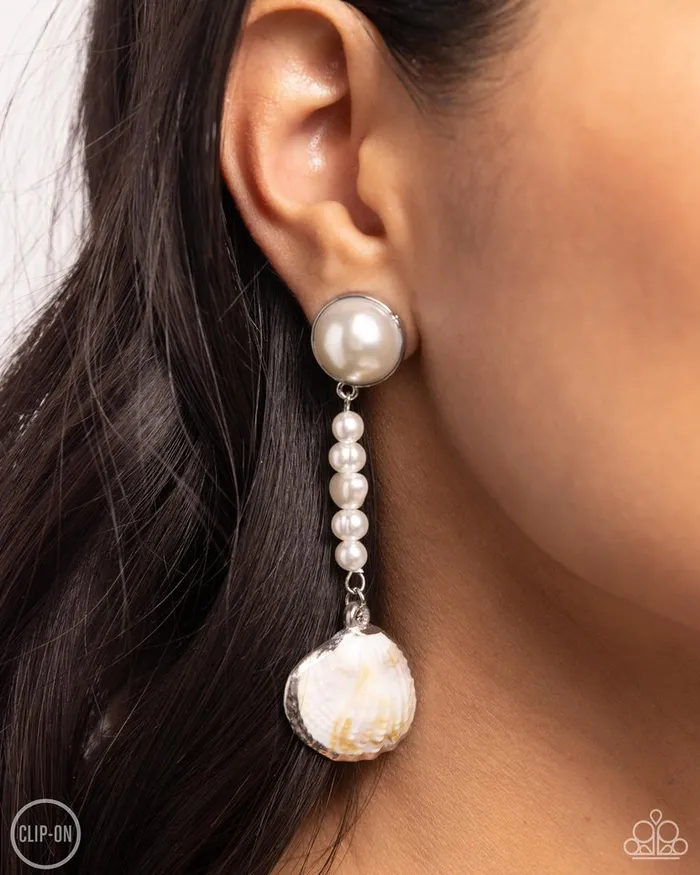 Paparazzi Earring Oceanic Occasion White Paparazzi Jewelry Earrings