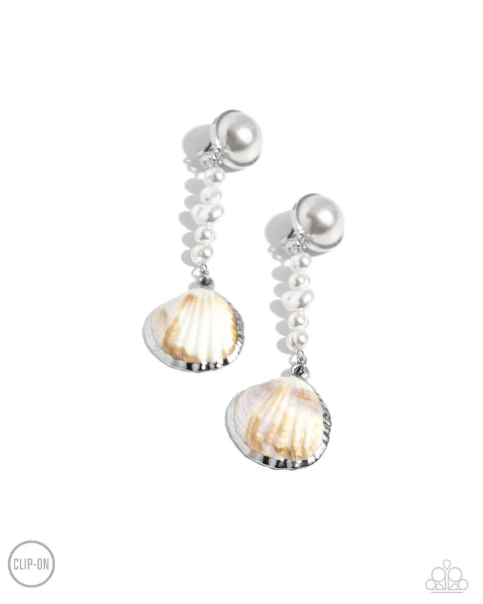 Paparazzi Earring Oceanic Occasion White Paparazzi Jewelry Earrings