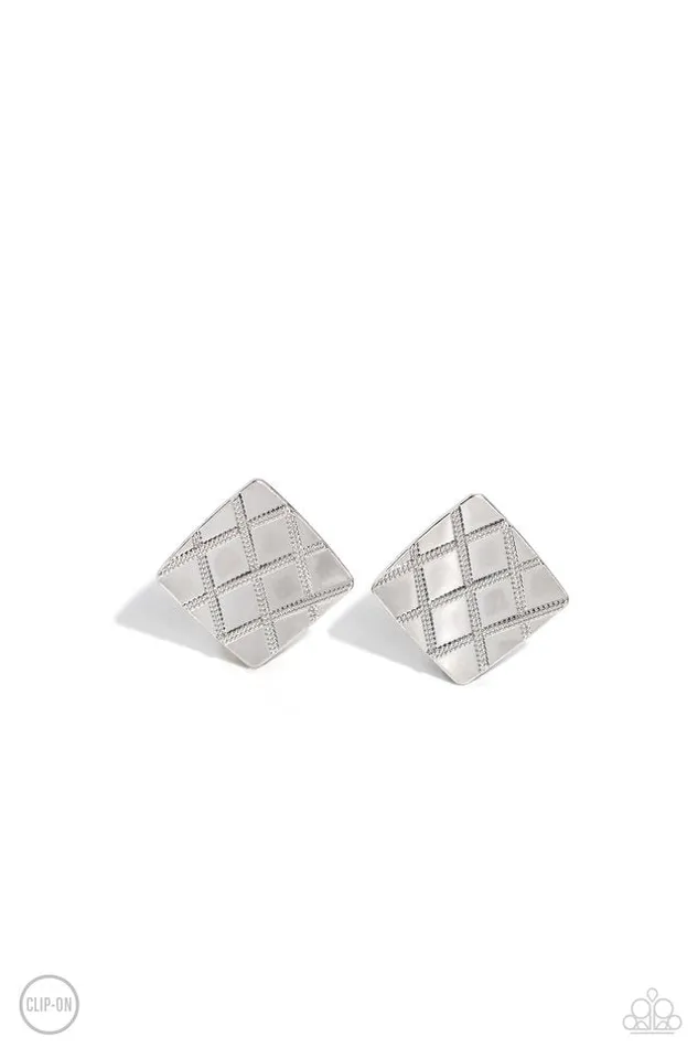 Paparazzi Earring PLAID and Simple Silver Paparazzi Jewelry Earrings Paparazzi Earring PLAID and Simple Silver Paparazzi Jewelry Earrings