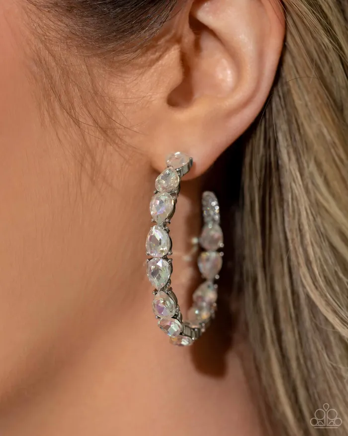 Paparazzi Earring Presidential Pizzazz White Paparazzi Jewelry Earrings