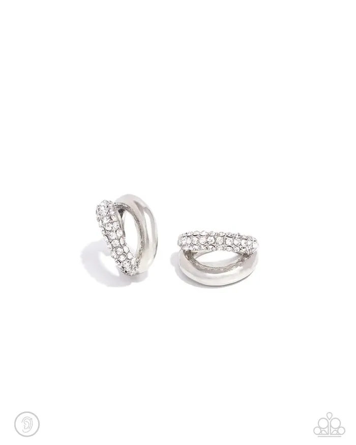 Paparazzi Earring Sizzling Spotlight White Paparazzi Jewelry Earrings