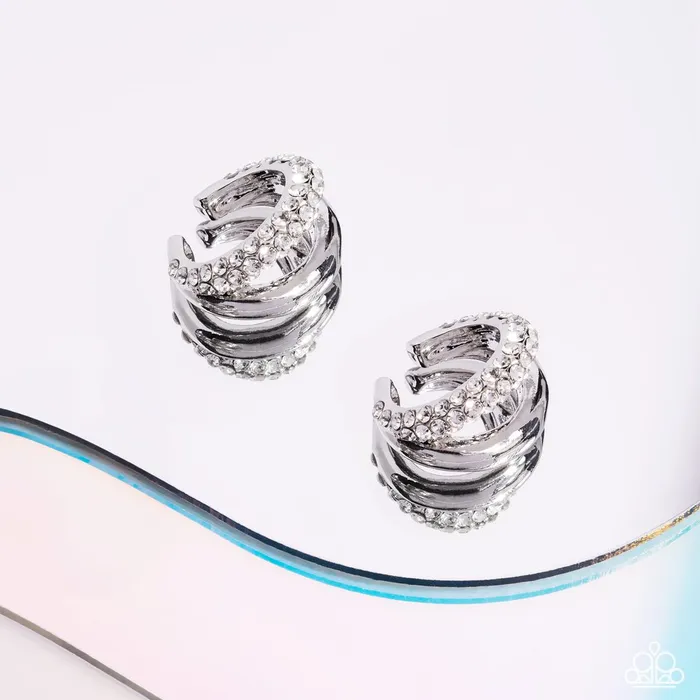 Paparazzi Earring Sizzling Spotlight White Paparazzi Jewelry Earrings