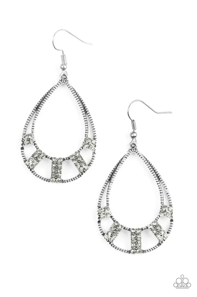 Paparazzi Earring Trillion Dollar Teardrops Silver Paparazzi Jewelry Earrings