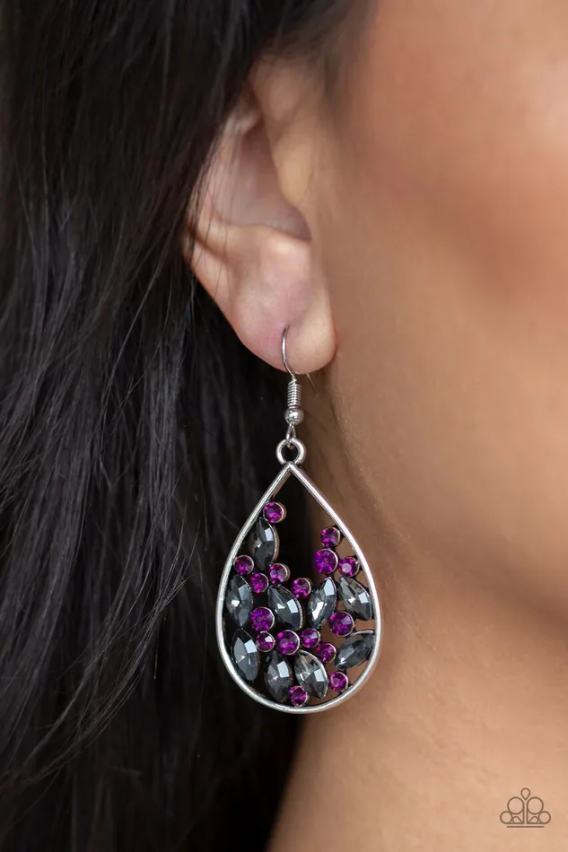 Paparazzi Jewelry Earrings Paparazzi Earring Cash or Crystal Purple