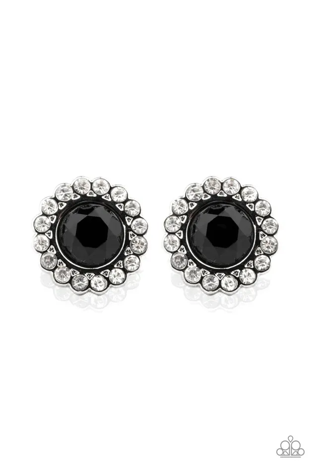 Paparazzi Jewelry Earrings Paparazzi Earring Floral Glow Black