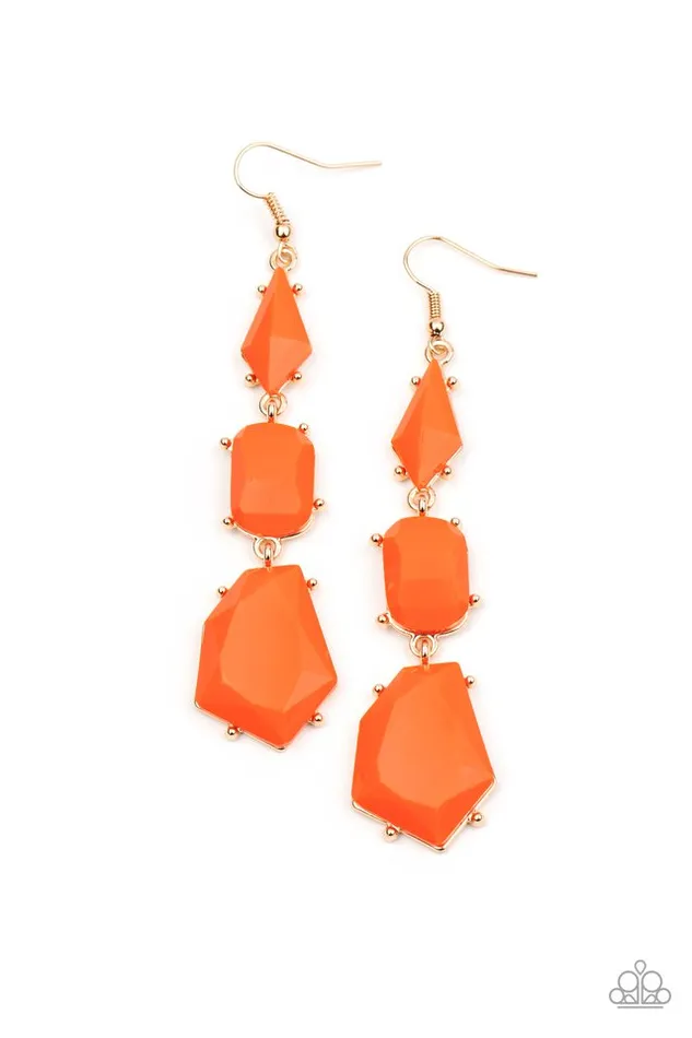 Paparazzi Jewelry Earrings Paparazzi Earring Geo Getaway Orange