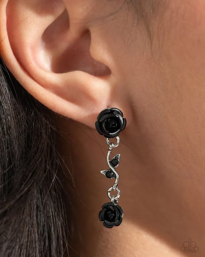 Paparazzi Jewelry Earrings Paparazzi Earring Led by the ROSE Black