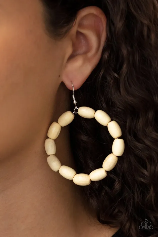 Paparazzi Jewelry Earrings Paparazzi Earring Living The WOOD Life White