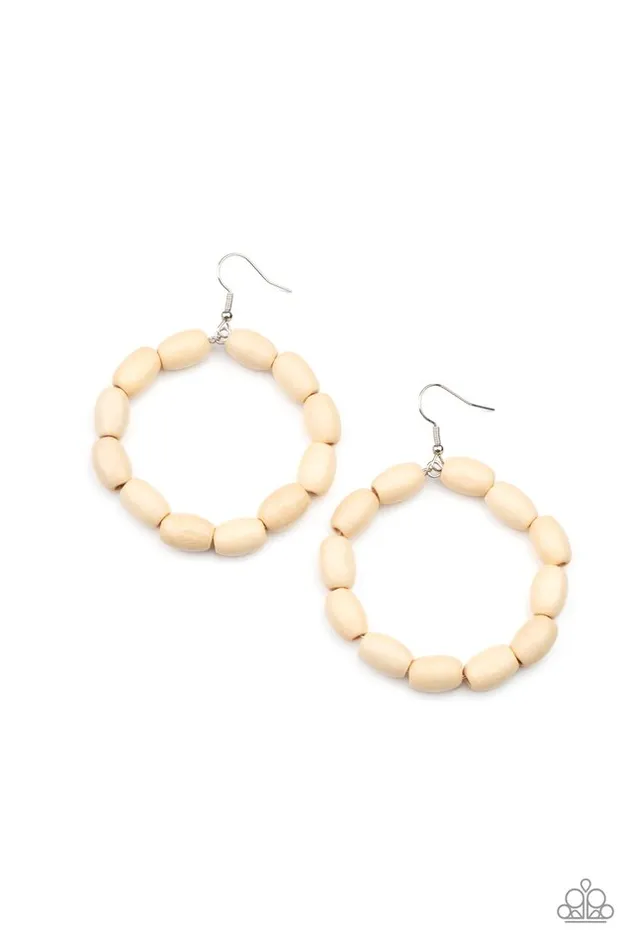 Paparazzi Jewelry Earrings Paparazzi Earring Living The WOOD Life White Paparazzi Jewelry Earrings Paparazzi Earring Living The WOOD Life White