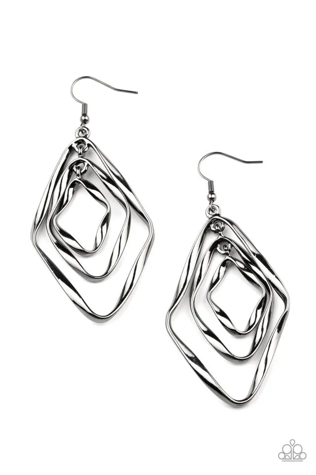 Paparazzi Jewelry Earrings Paparazzi Earring Retro Resplendence Black
