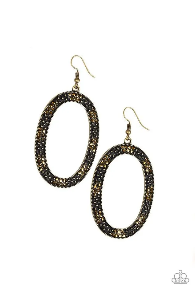 Paparazzi Jewelry Earrings Paparazzi Earring Rhinestone Rebel Brass