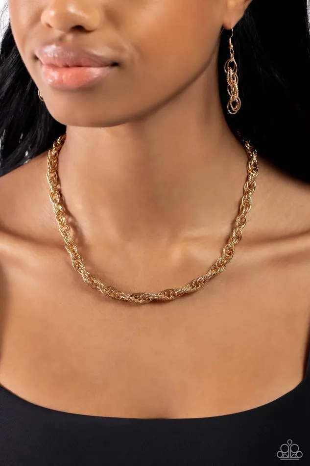 Paparazzi Jewelry Necklaces Paparazzi Necklace Braided Ballad Gold
