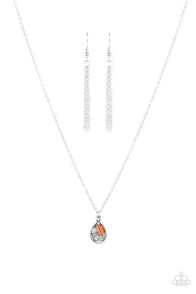 Paparazzi Jewelry Necklaces Paparazzi Necklace Drop and Shimmer Orange