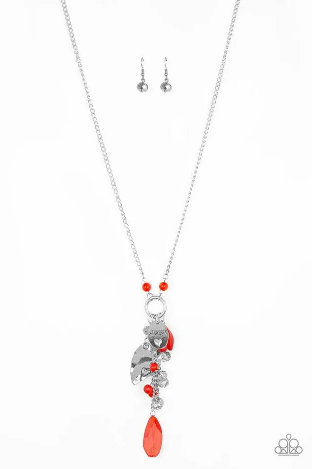 Paparazzi Jewelry Necklaces Paparazzi Necklace Hearts Content Red