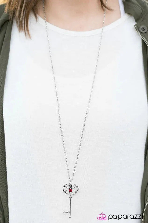 Paparazzi Jewelry Necklaces Paparazzi Necklace Key Signature Red