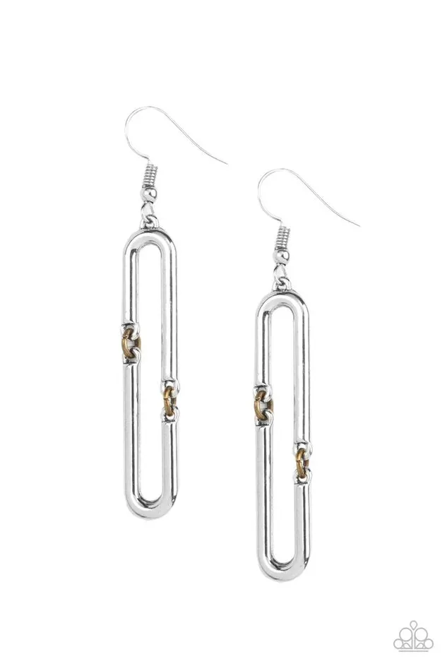 Paparazzi Jewelry Paparazzi Earring Linked and Synced Silver Earrings Paparazzi Jewelry Paparazzi Earring Linked and Synced Silver Earrings