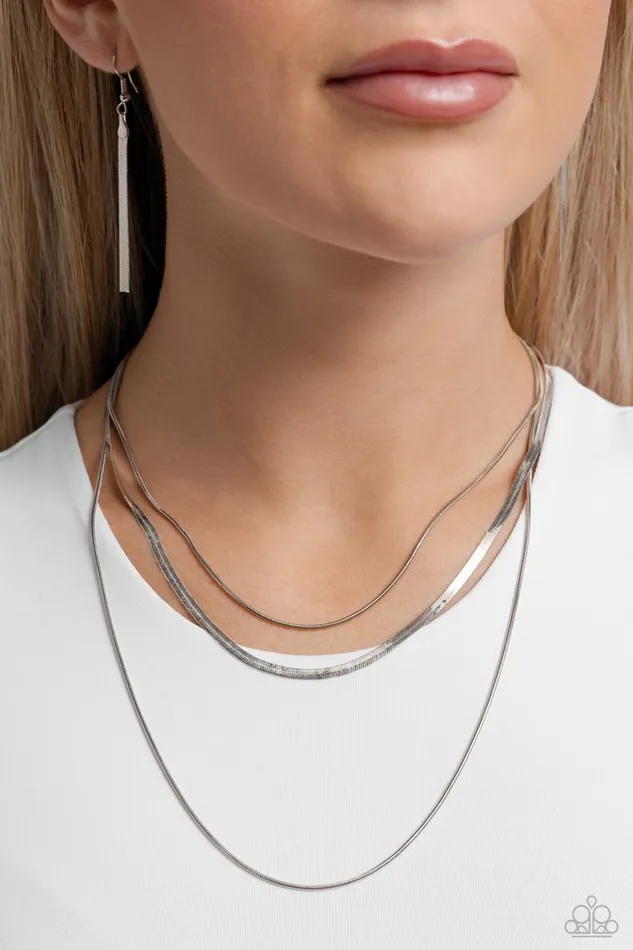 Paparazzi Necklace Key LAYER Silver Paparazzi Jewelry Necklaces