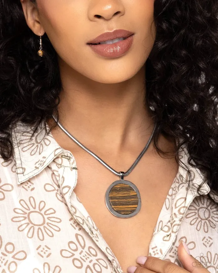 Paparazzi Necklace Pendant Puzzle Brown Paparazzi Jewelry Necklaces