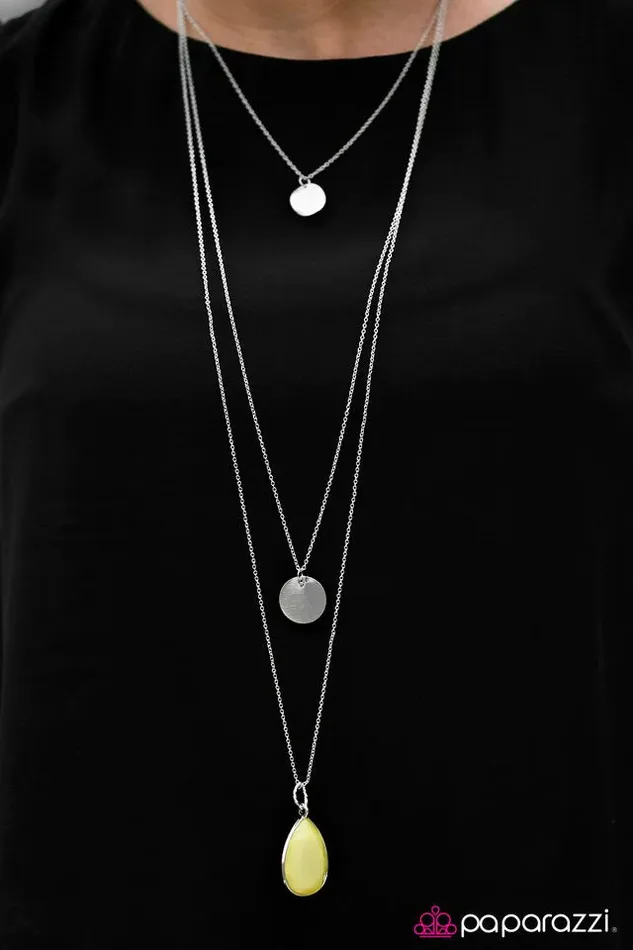 Paparazzi Necklace RAIN Supreme Yellow Paparazzi Jewelry Necklaces