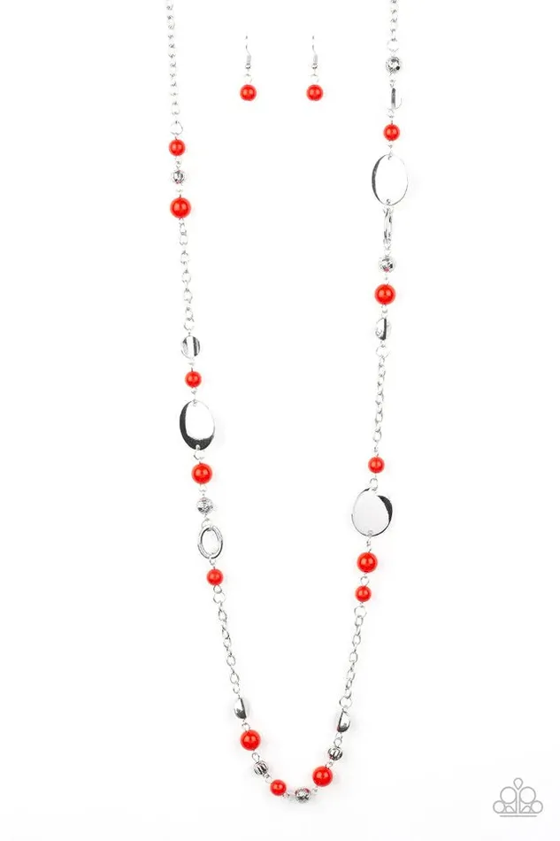 Paparazzi Necklace Serenely Springtime Red Paparazzi Jewelry Necklaces