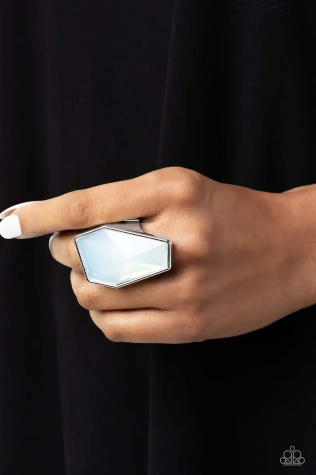 Paparazzi Ring Geotic Glaze White Paparazzi Jewelry Rings