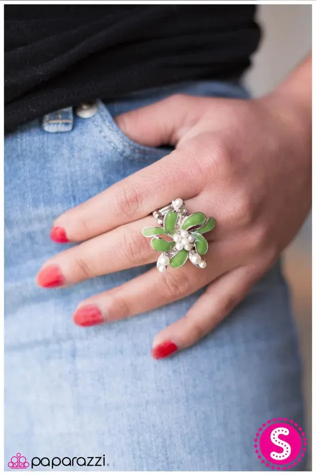 Paparazzi Ring Petals and Pearls Green Paparazzi Jewelry Rings