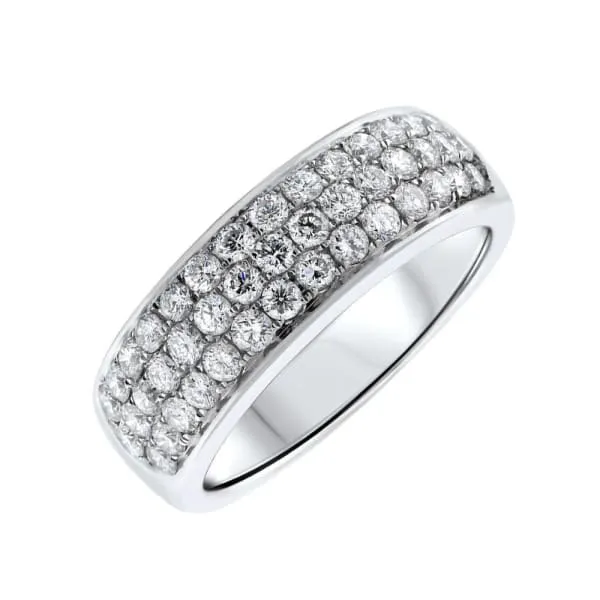Rings 14kt White Gold Diamond Wedding Band Dome Shaped 180ct Diamonds BA7505 Diamond Source NYC