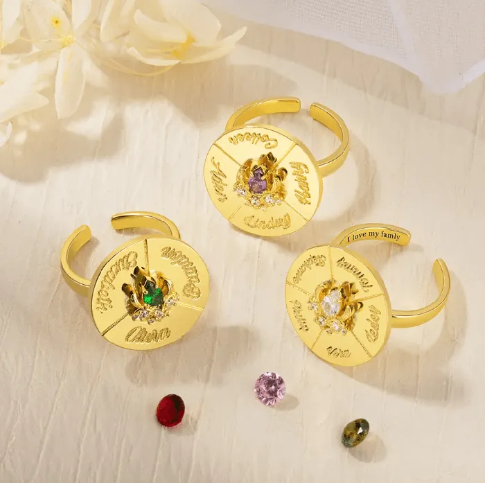 Rings Belbren Personalized Name Birthstone Spinner Ring Custom Engraved Fidget Jewelry for Anxiety Relief Perfect Gift for Mothers Friends and Family