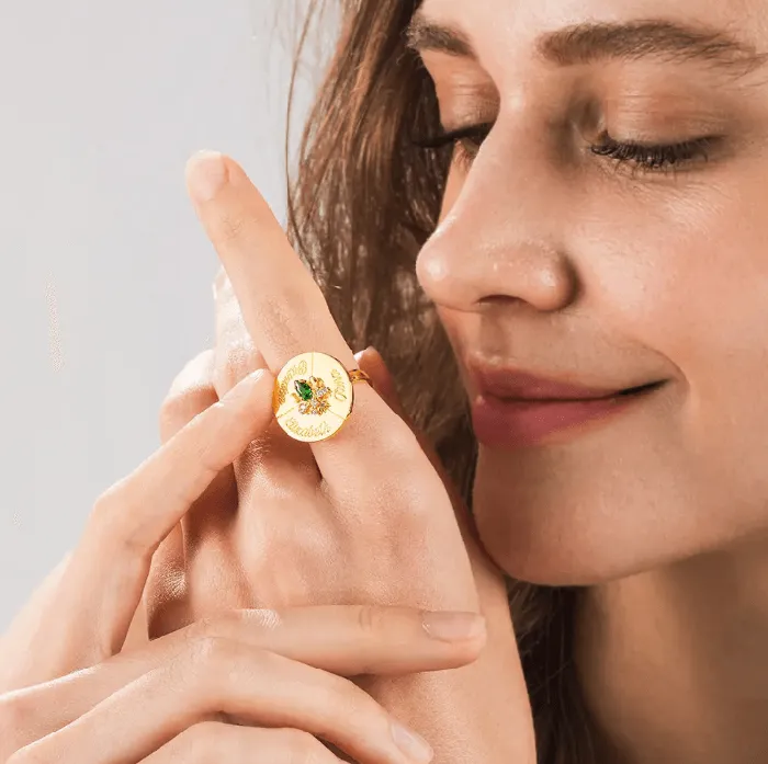 Rings Belbren Personalized Name Birthstone Spinner Ring Custom Engraved Fidget Jewelry for Anxiety Relief Perfect Gift for Mothers Friends and Family