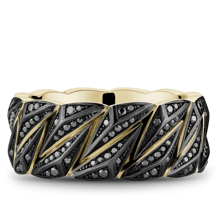 Rings CrownRing 14K Yellow Gold Black Diamond Band