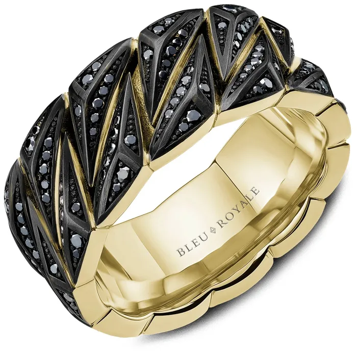 Rings CrownRing 14K Yellow Gold Black Diamond Band