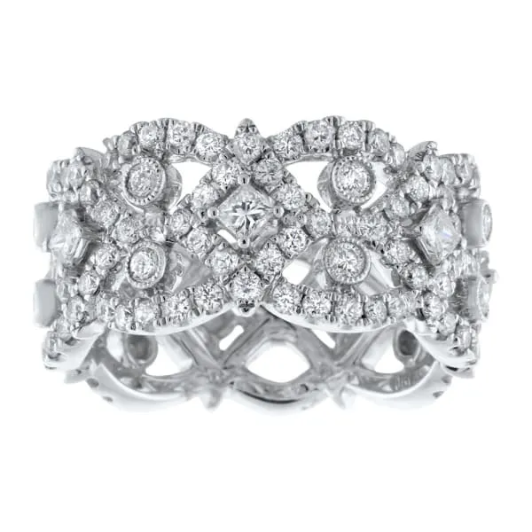 Rings Diamond Source NYC Natural Round Brilliant Princess Cut Diamond Fashion Ring Set in 18K White Gold 164ct tw