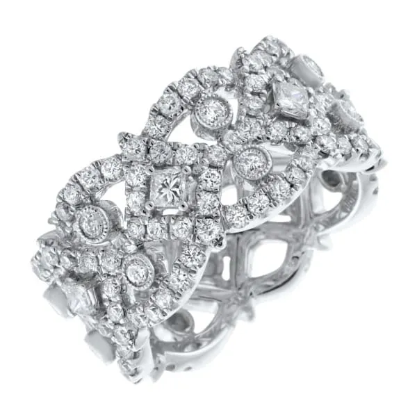 Rings Diamond Source NYC Natural Round Brilliant Princess Cut Diamond Fashion Ring Set in 18K White Gold 164ct tw