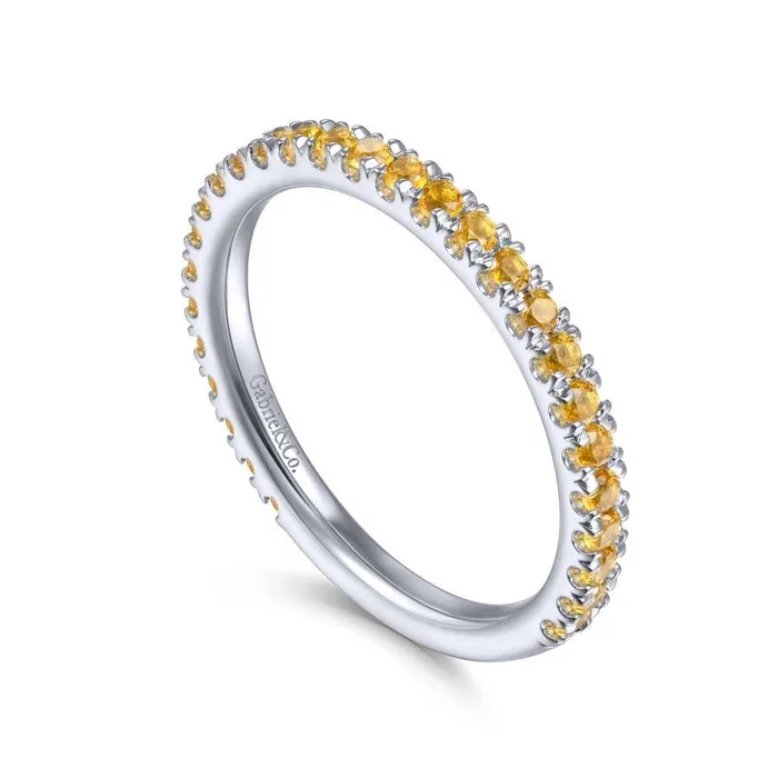 Rings Gabriel Co Gabriel Co 14K White Gold Citrine Stacklable Ring