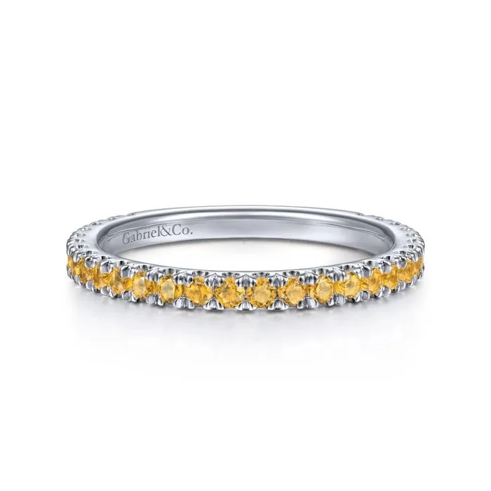 Rings Gabriel Co Gabriel Co 14K White Gold Citrine Stacklable Ring