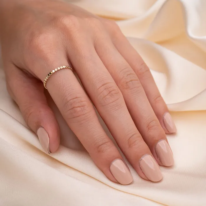 Rings Gold Filled Flat Beaded Ring RG