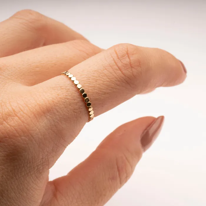 Rings Gold Filled Flat Beaded Ring RG