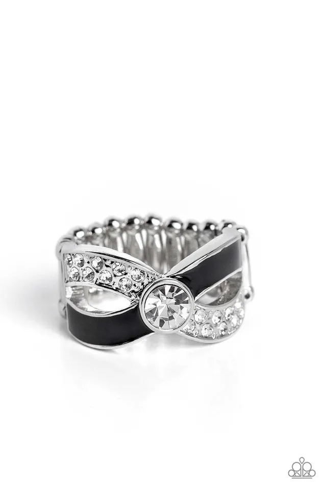 Rings Paparazzi Jewelry Paparazzi Ring CROSSED and Found Black Rings Paparazzi Jewelry Paparazzi Ring CROSSED and Found Black