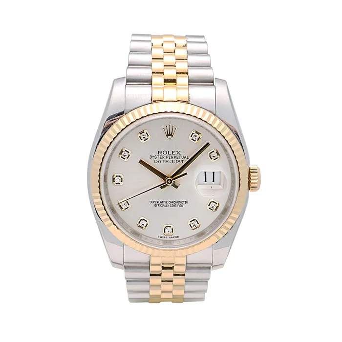Rings Preowned Rolex Rolex Datejust 36 SSYG Fluted Silver Diamond Dial Jubilee 36mm Preowned Rings Preowned Rolex Rolex Datejust 36 SSYG Fluted Silver Diamond Dial Jubilee 36mm Preowned