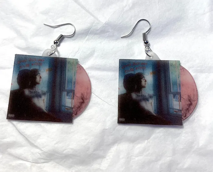 Sam Makes Things Earrings Lil Peep Collection of Vinyl Albums Handmade Earrings Sam Makes Things Earrings Lil Peep Collection of Vinyl Albums Handmade Earrings
