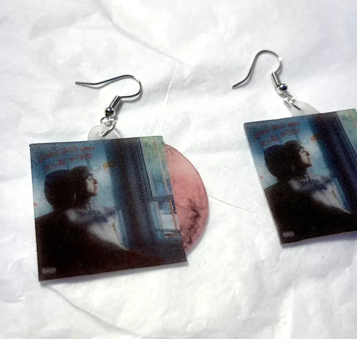 Sam Makes Things Earrings Lil Peep Collection of Vinyl Albums Handmade Earrings