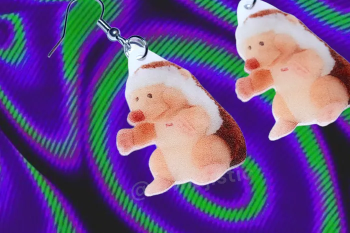 Sam Makes Things Earrings READY TO SHIP Happy Hedgehog with Hands Plush 2D Handmade Earrings Sam Makes Things Earrings READY TO SHIP Happy Hedgehog with Hands Plush 2D Handmade Earrings