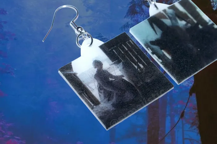 Sam Makes Things Earrings The Witch Barn Scene Split Frame Still Handmade Earrings