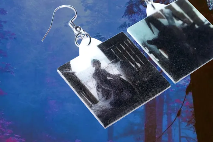 Sam Makes Things Earrings The Witch Barn Scene Split Frame Still Handmade Earrings