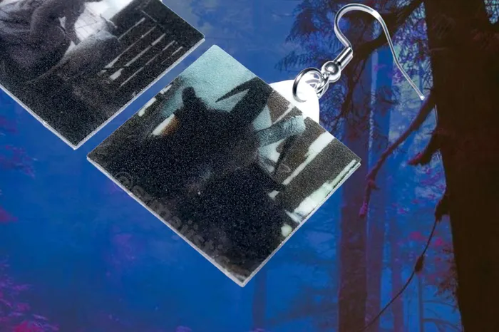 Sam Makes Things Earrings The Witch Barn Scene Split Frame Still Handmade Earrings