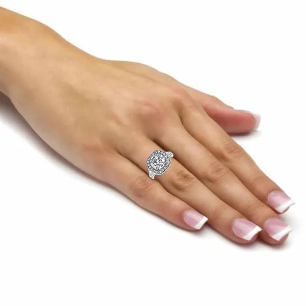 Unique Halo Diamond Engagement Ring Set in 18K White Gold 502ct tw Round Brilliant Clarity Enhanced Diamonds Diamond Source NYC Rings